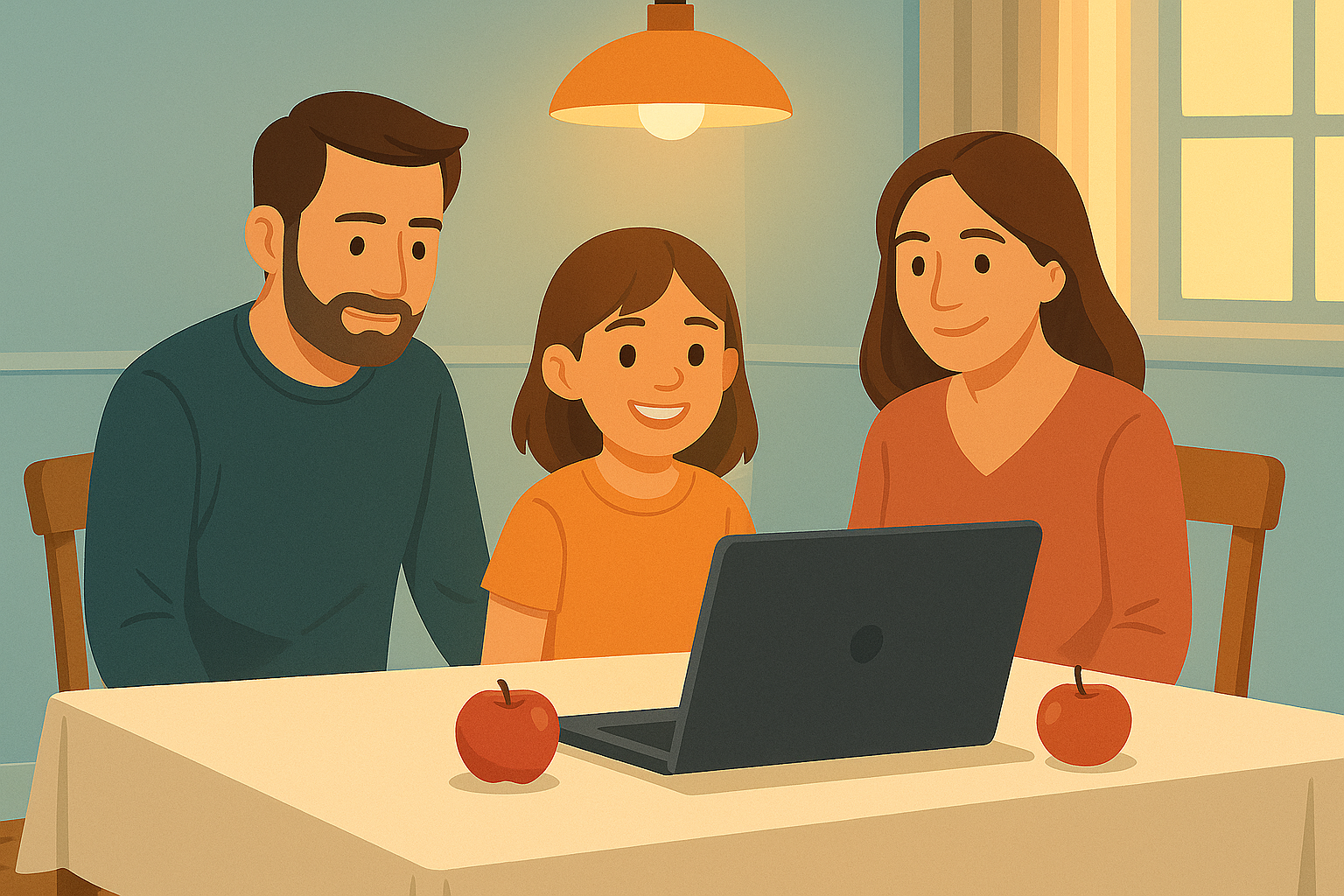 Family participating in an online behavioural therapy session from home.
