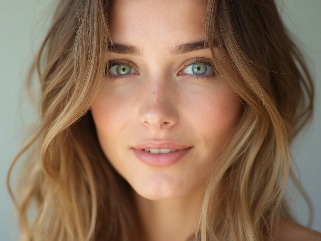Genteye colored contact lenses on young woman portrait