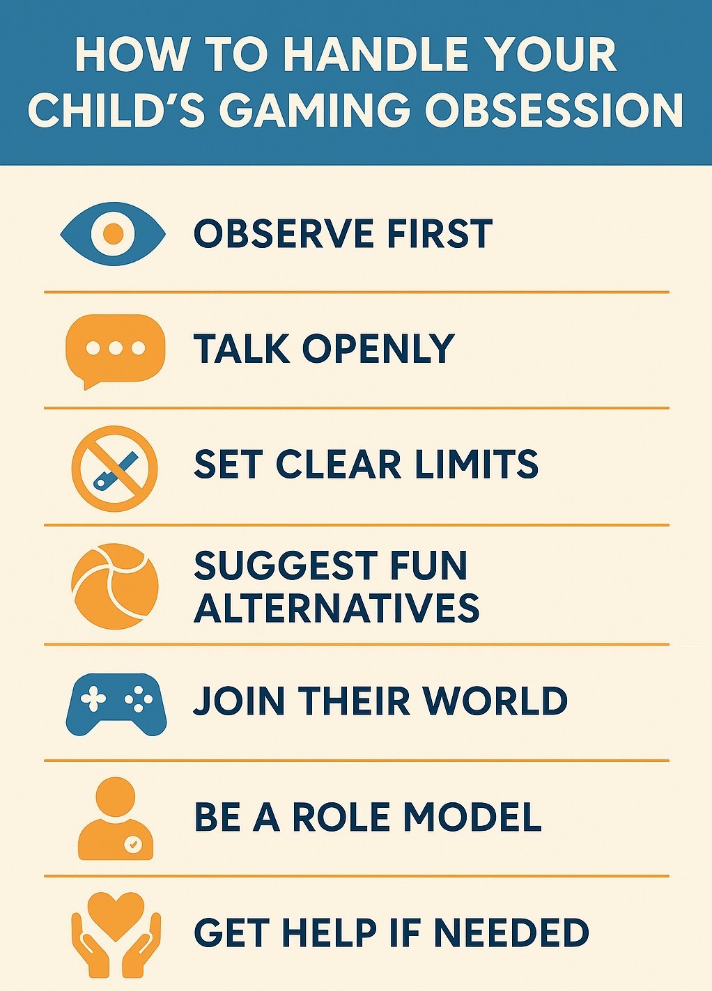Infographic on how to handle your child's gaming obsession