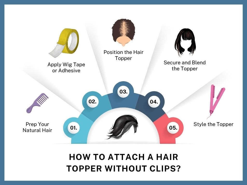 Infographic - How to Attach a Hair Topper without Clips?