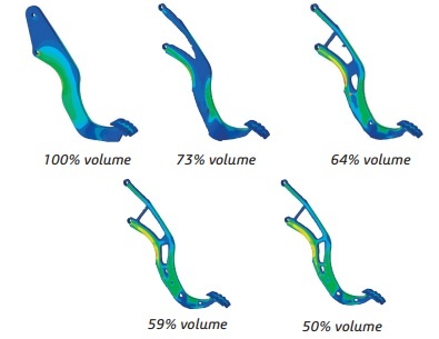 Progression of topology optimization in SOLIDWORKS