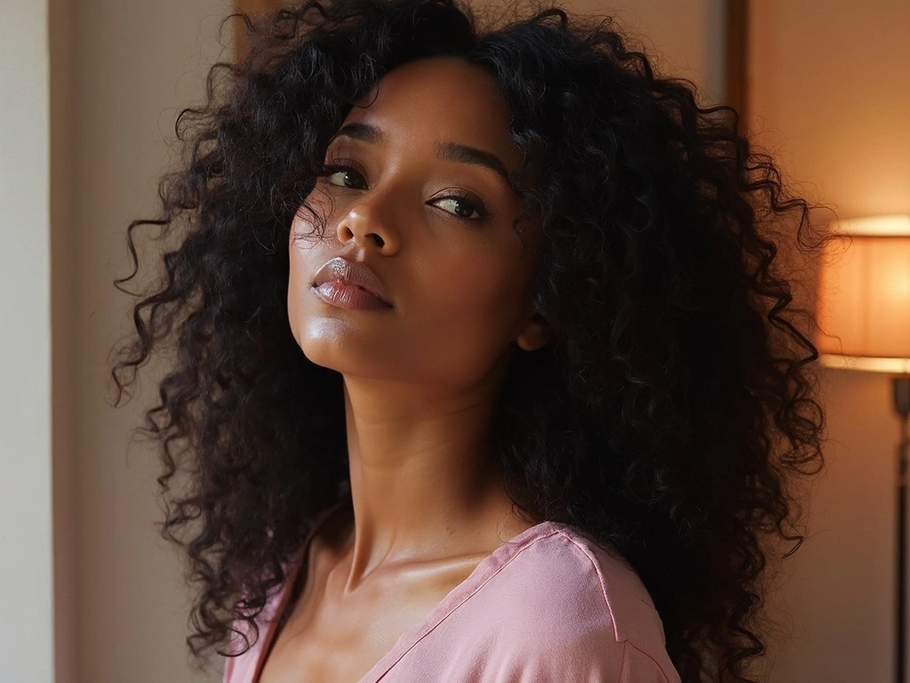 African American woman with long deep curly HD lace wear go wig, natural look, Sincerely4u.