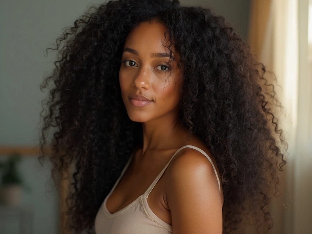 Young African American woman with voluminous long deep curly HD lace wear go wig, Sincerely4u.