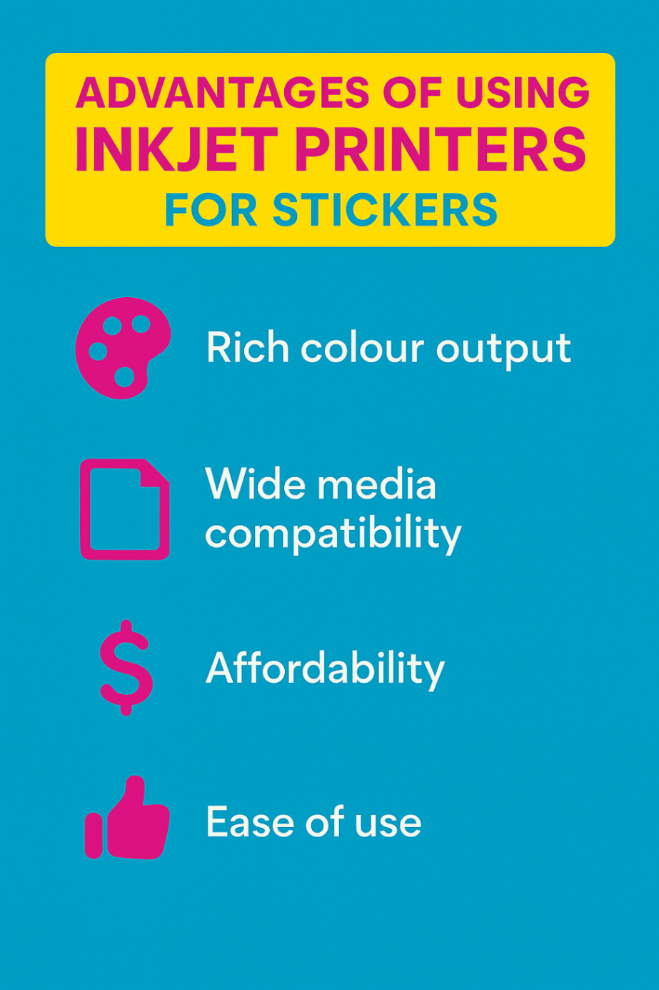 Infographic showcasing advantages of using inkjet printers