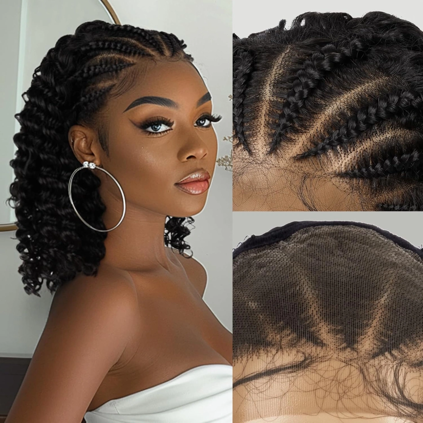 25-year-old African American woman wearing a natural-looking cornrow braids wig by Sincerely4u