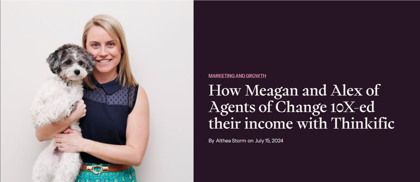 Screenshot of Thinkific × Agents of Change case study